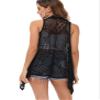 Anna-Kaci Womens Sleeveless Open Front Crochet Shawl Cardigan Bikini Cover Up, Black, Medium/Large view 3