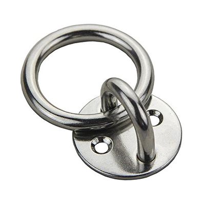 2PC Stainless Steel Round Eye Plate 8mm / 5/16 Eye Hook + Ring for Marine Boat