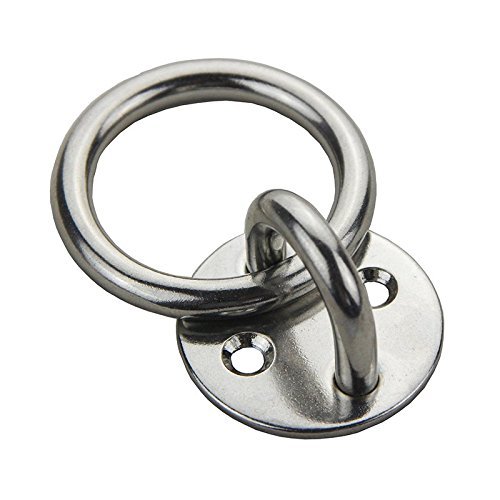 2PC Stainless Steel Round Eye Plate 8mm / 5/16 Eye Hook + Ring for Marine Boat