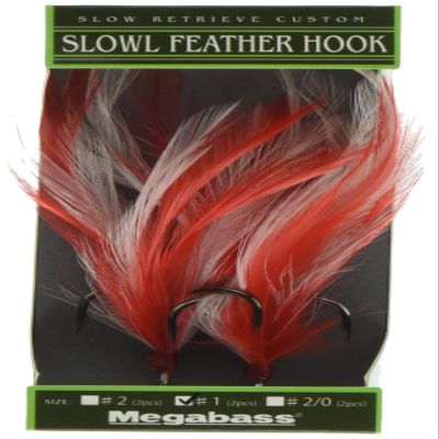 Megabass 34787 SLOWL Feather Hook #1 Red/White