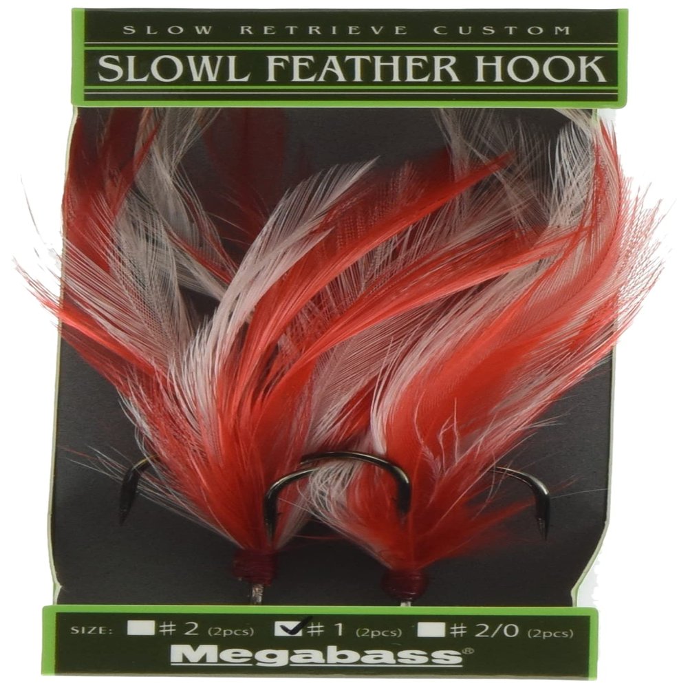 Megabass 34787 SLOWL Feather Hook #1 Red/White