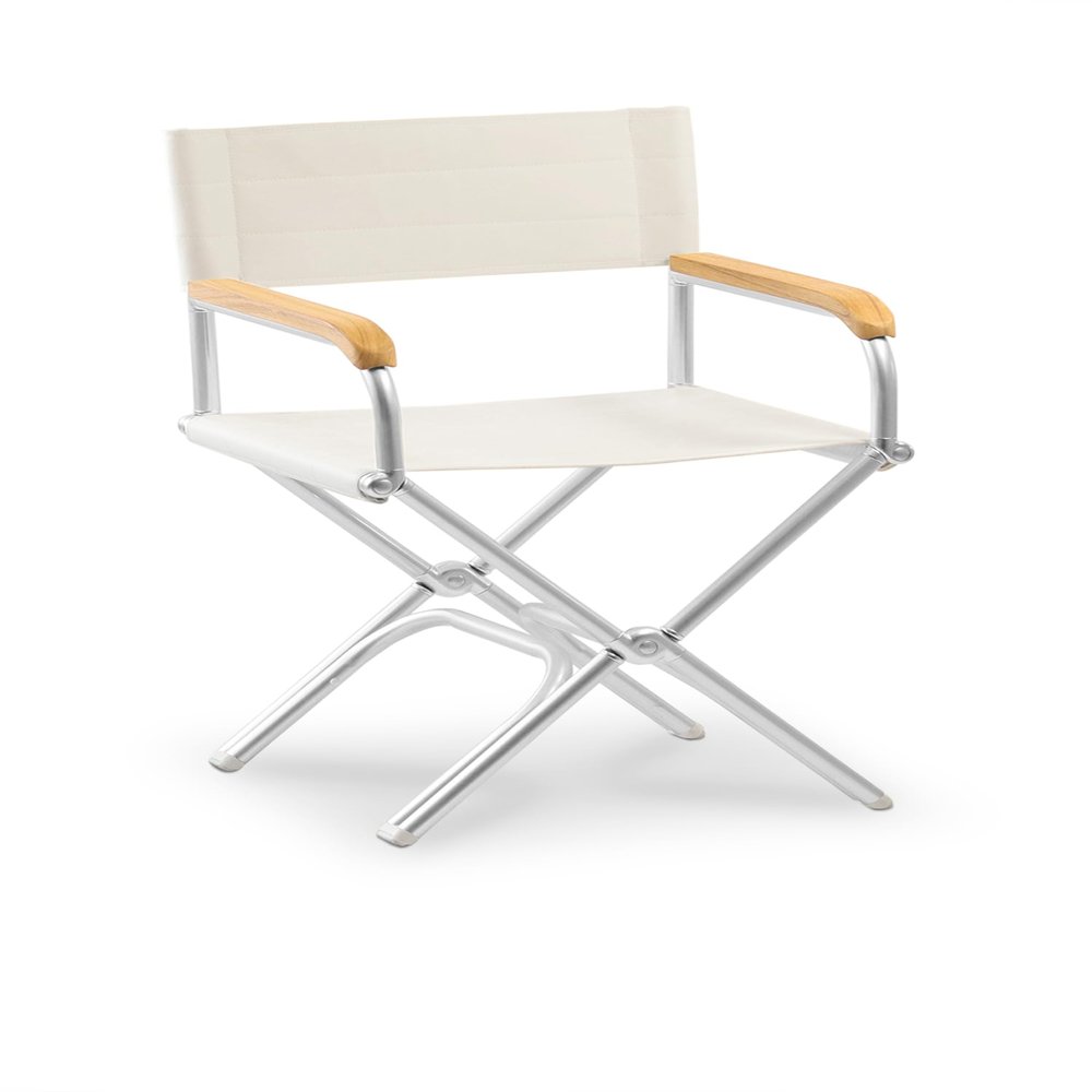 FORMA MARINE Boat Chair White Vinyl Padded Aluminum Deck Folding High-End Teak Armrests Furniture ASTRON A6000VWT