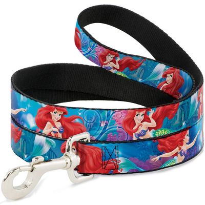 Dog Leash Ariel Vivid Underwater Sparkle Poses Castle 6 Feet Long 0.5 Inch Wide