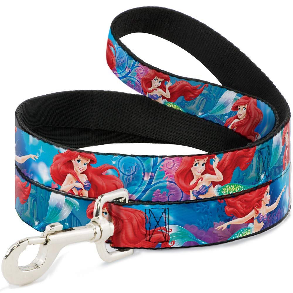 Dog Leash Ariel Vivid Underwater Sparkle Poses Castle 6 Feet Long 0.5 Inch Wide