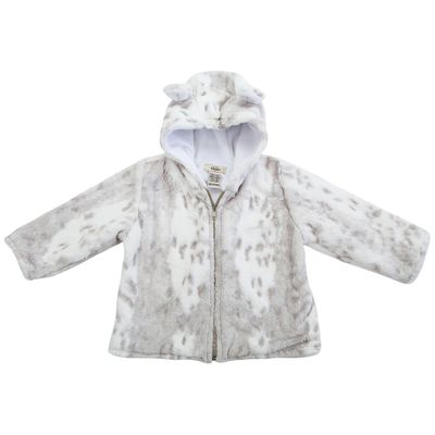 My Blankee Luxe Hooded Jacket, Siberian Leopard Silver/White, 18-24 Months