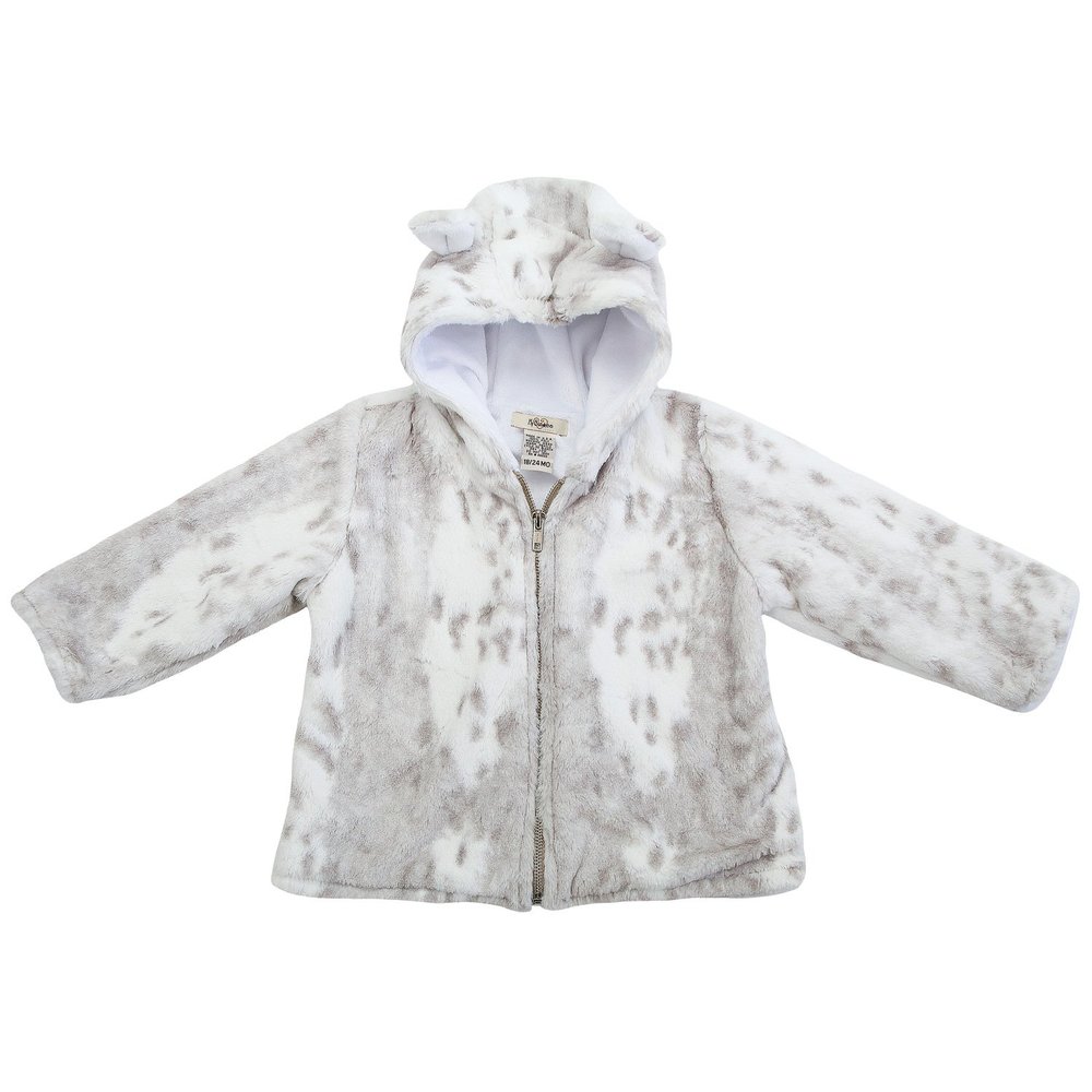 My Blankee Luxe Hooded Jacket, Siberian Leopard Silver/White, 18-24 Months