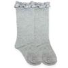 Jefferies Socks girls Ruffle Knee High Socks, Grey Heather, X-Small US view 1
