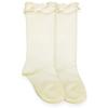 Jefferies Socks Little Girls Ruffle Knee High Socks, Ivory, Medium view 1