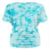 Lock and Love LL WT1114 Womens V Neck Short Sleeve Tie Dye Shirring Dolman Top M Aqua view 3