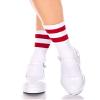 Striped Ankle High Socks - White/Red - O/S view 1