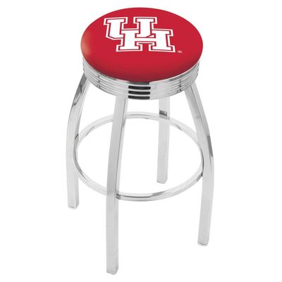 25" L8C3C - Chrome Houston Swivel Bar Stool with 2.5" Ribbed Accent Ring by the Holland Bar Stool Company