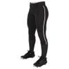 CHAMPRO mens Softball With Side Piping Tournament Traditional Low Rise Pant w/Braid, Black, White Pipe, XX-Large US view 1