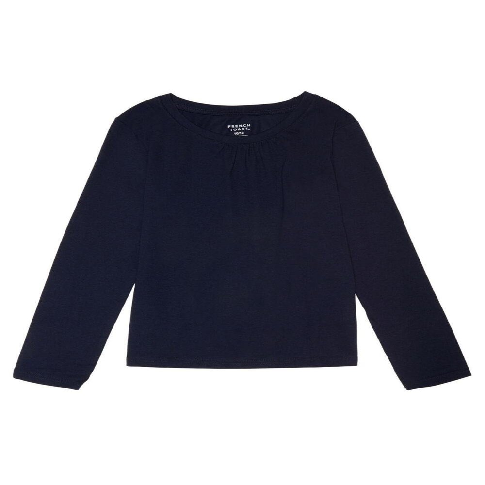 French Toast Girls' Little Long Sleeve Crewneck Tee, Navy, 5