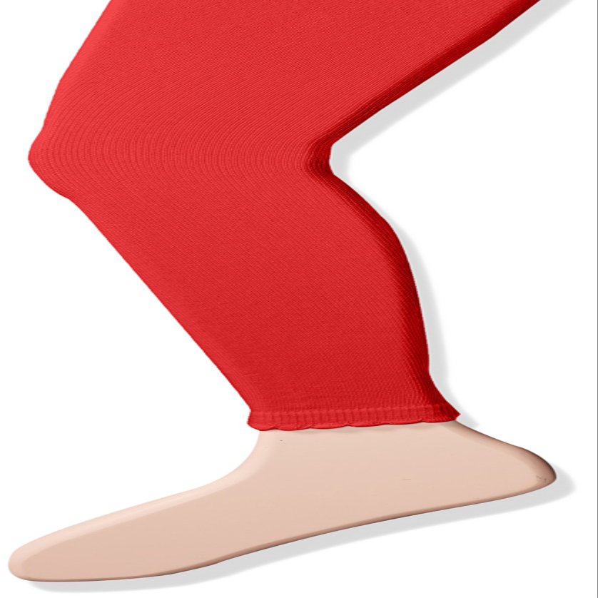 Jefferies Socks Little Girls Cotton Footless Tights with Scalloped Edge, Red, 2-4 Years