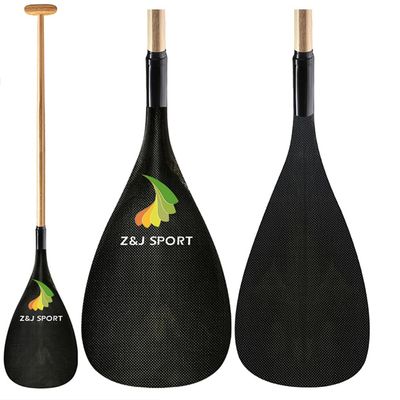Z&J SPORT Outrigger Canoe Paddle Wooden Shaft, Tahiti Style Hybrid OC Paddle with T-Handle, Durable OC Paddle for Waka AMA, vaa, Bent Shaft & 12 Degree Wood Veneer Carbon Blade (Y,50")