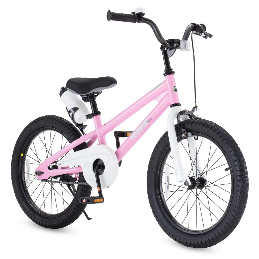 RoyalBaby Freestyle Kids Bike Girls 18 Inch BMX Childrens Bicycle with Kickstand for Ages 5-8 Years, Pink