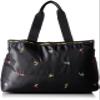 Partner 4799 3-Layer Tote Bag, Small Flower Embroidery, Black view 1
