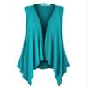WSK1071 Womens Lightweight Sleeveless Draped Open Cardigan M Jade view 1