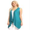 WSK1071 Womens Lightweight Sleeveless Draped Open Cardigan M Jade view 3