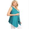 WSK1071 Womens Lightweight Sleeveless Draped Open Cardigan M Jade view 4