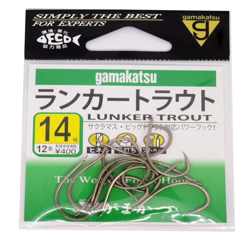 Gamakatsu 67882 Single Hook, Ranker Trout, No. 14, 12 Pieces, Brown