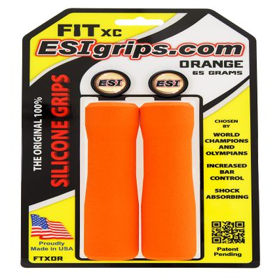 ESI Grips Fit XC Silicone Bike Grips Ergonomic MTB Handlebar Grips for Comfort and Control Made in USA - Orange