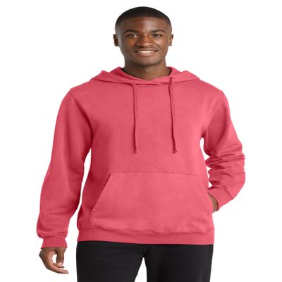 Port & Co Beach Wash Garment-Dyed Pullover Hooded Sweatshirt-PC098H-L-Fruit Punch