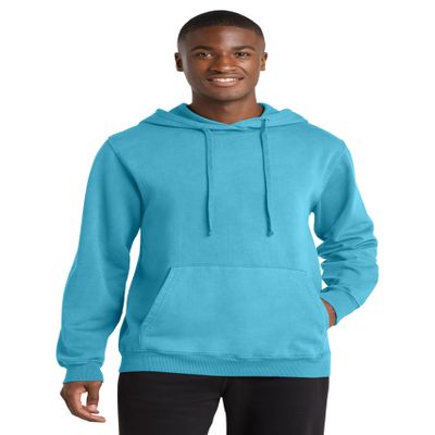 Port & Co Beach Wash Garment-Dyed Pullover Hooded Sweatshirt-PC098H-L-Tidal Wave