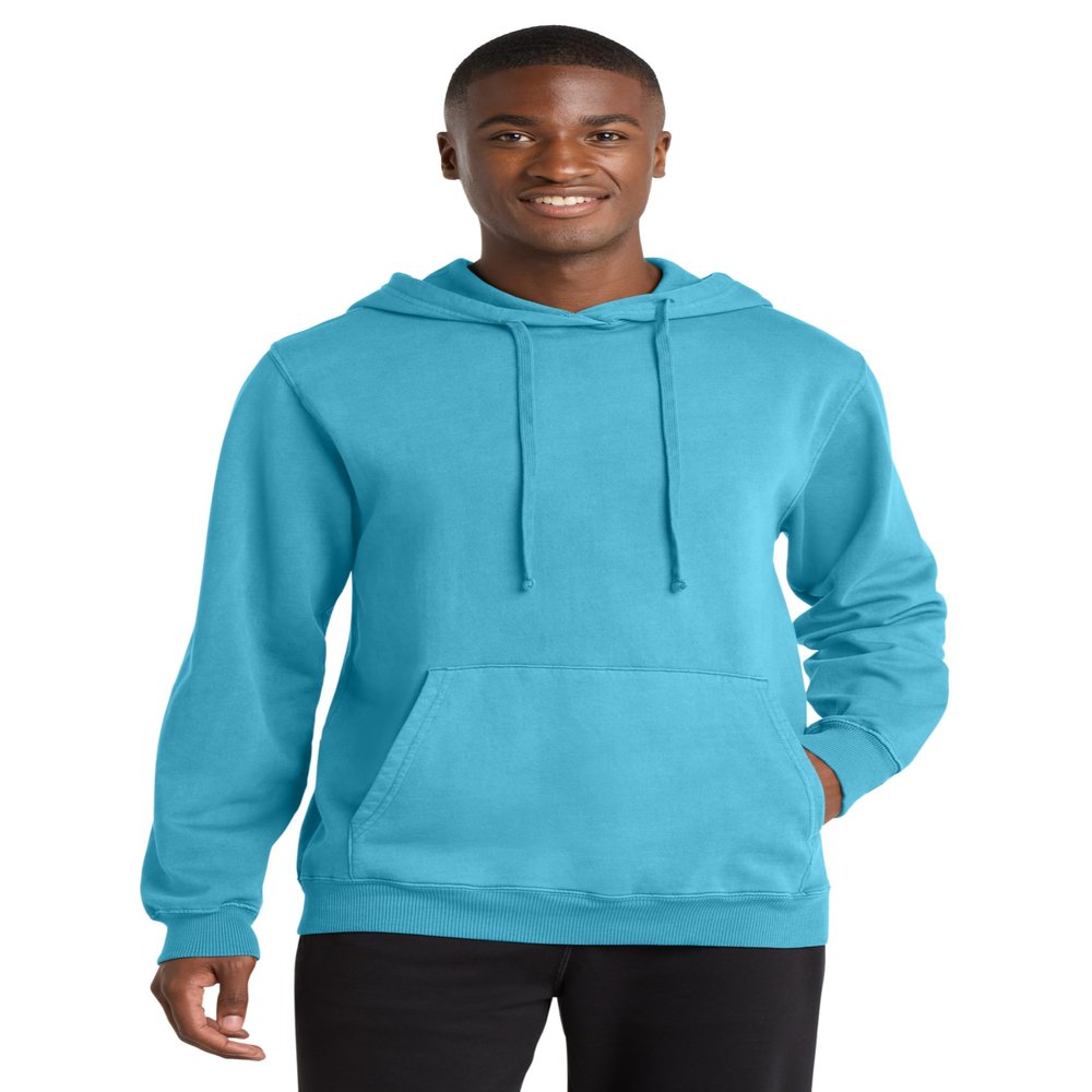 Port & Co Beach Wash Garment-Dyed Pullover Hooded Sweatshirt-PC098H-L-Tidal Wave