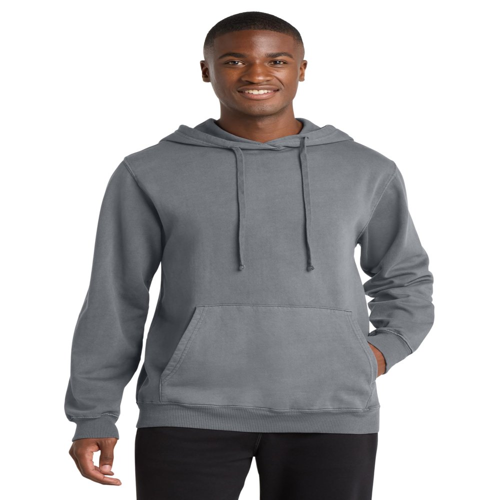 Port & Co Beach Wash Garment-Dyed Pullover Hooded Sweatshirt-PC098H-M-Pewter
