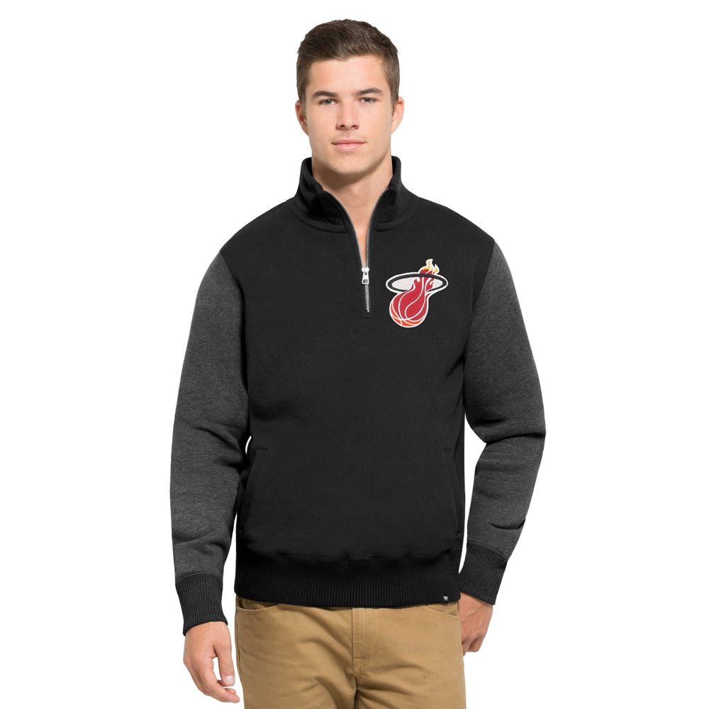 NBA Miami Heat Men's 47 Triple Coverage 1/4-Zip Pullover Fleece, Small, Jet black