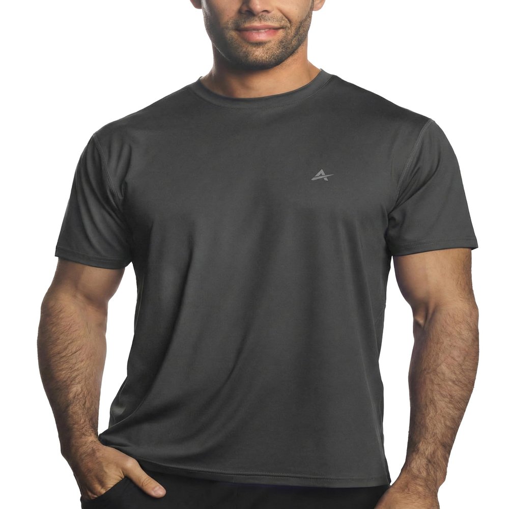 Arctic Cool Mens Crew Neck Cooling T-Shirt Sweat-Activated Moisture Wicking Performance Tee for Hot Weather, Outdoor Work & Training, Storm Grey, L