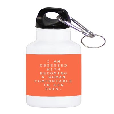 Debbie's Designs Woman Comfortable in own Skin Quote - Printed 20oz White Stainless Steel Sport Water Bottle