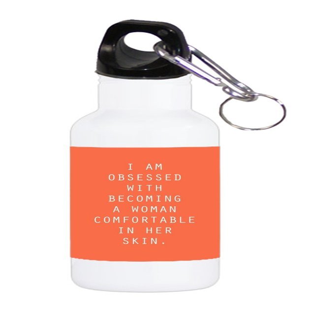 Debbie's Designs Woman Comfortable in own Skin Quote - Printed 20oz White Stainless Steel Sport Water Bottle