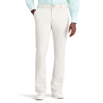 IZOD Men's Performance Stretch Straight Fit Flat Front Chino Pant, Warn Pearl, 38W x 32L