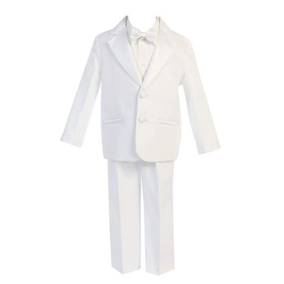 HBDesign Boys' 2 Piece 2 Button Peak Lapel Slim Trim Fit Party White Suit