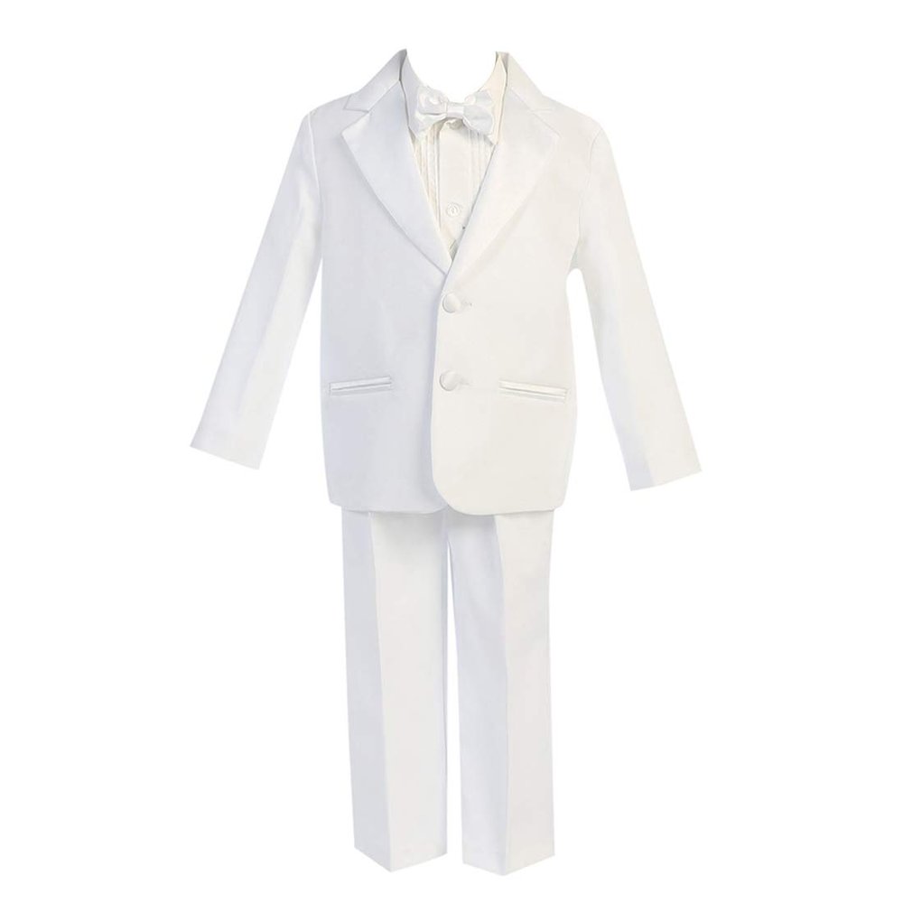 HBDesign Boys' 2 Piece 2 Button Peak Lapel Slim Trim Fit Party White Suit