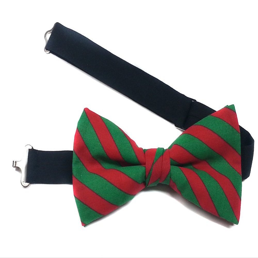 Christmas Bowties-newborn to Adults (Large-12 Year Olds or Older, Red and Green Stripes)