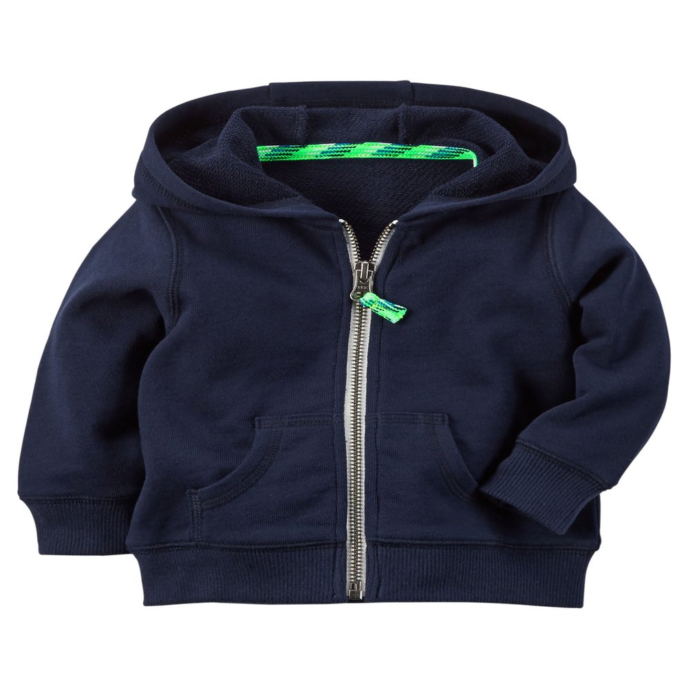 Carter's Boys French Terry Zippered Cardigan (Hoodie), Navy, 9m