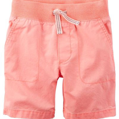 Carter's Boys Pull-On Twill Shorts, Orange, 6m