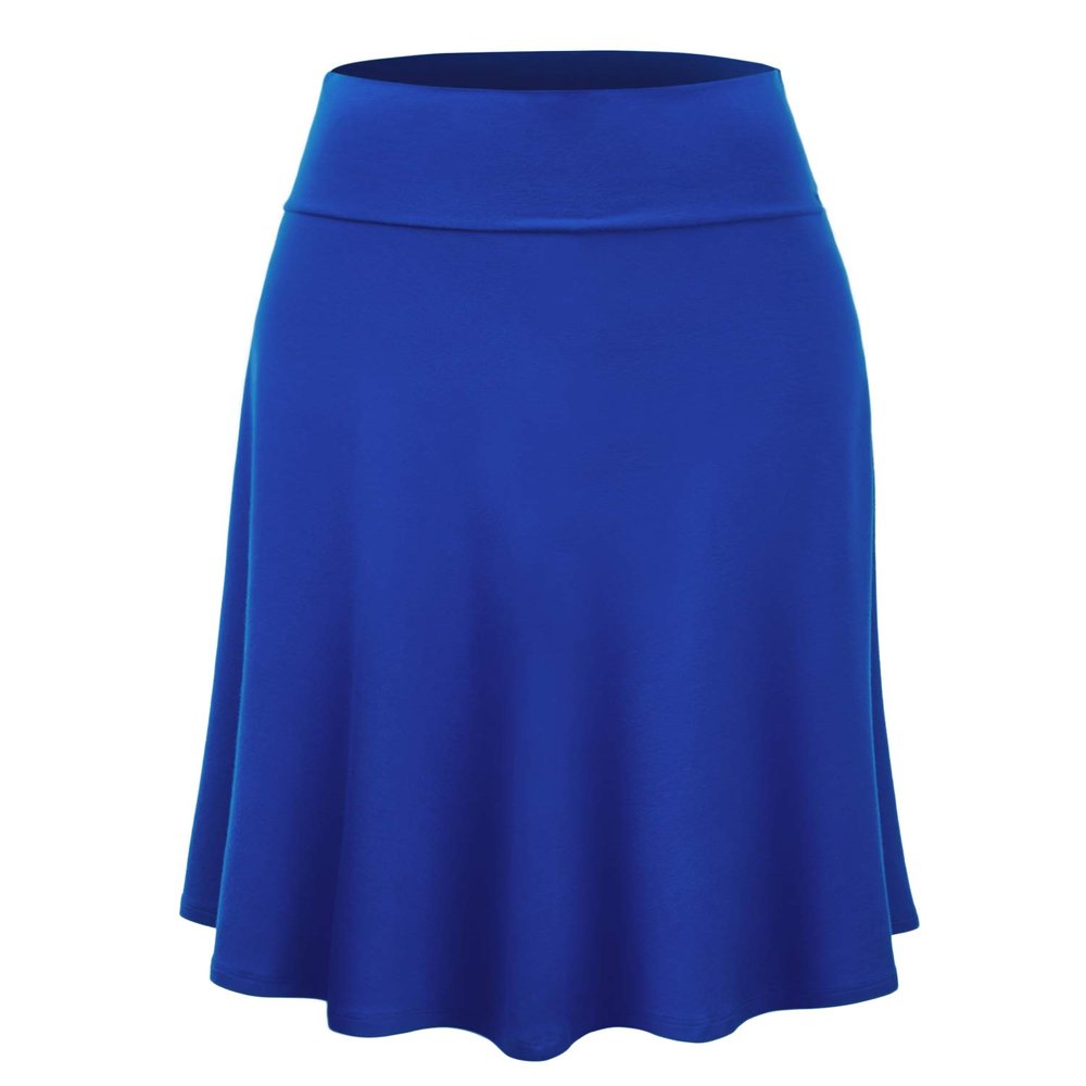 LL WB1105 Womens Lightweight Fold Over Flared Midi Skirt XXXL Royal_Brite