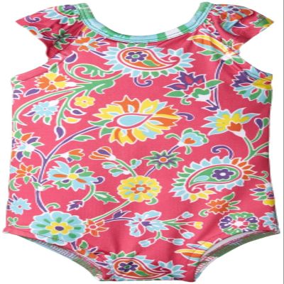 Masala Baby Girls Baby Flutter One Piece Ananya Floral Pink, Pink/Green, 3-6 Months
