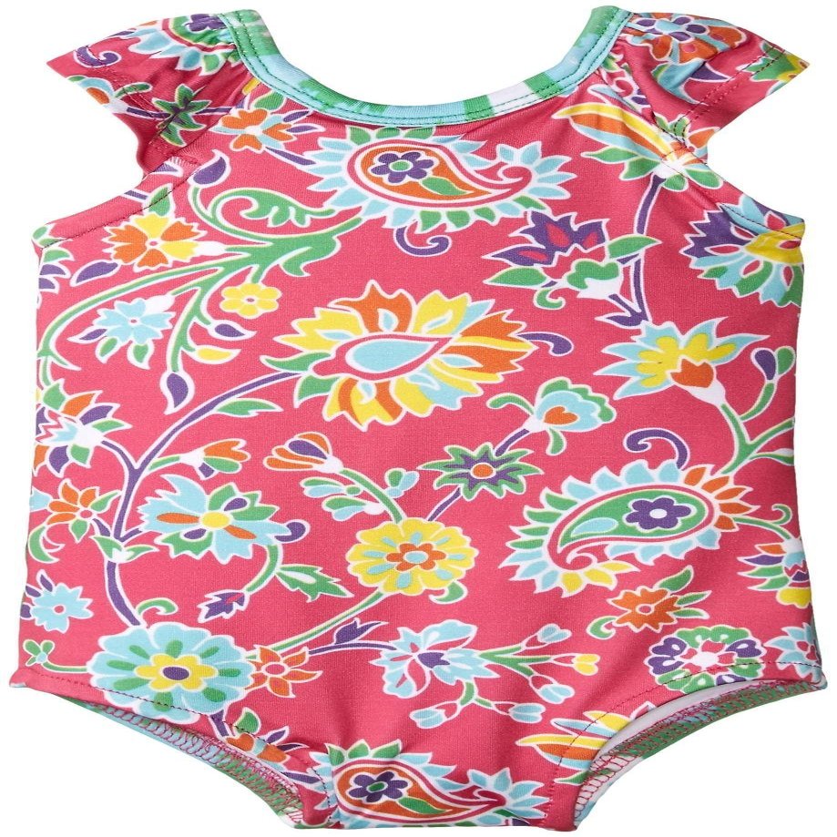 Masala Baby Girls Baby Flutter One Piece Ananya Floral Pink, Pink/Green, 3-6 Months