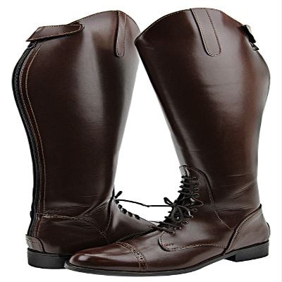 Hispar Mens Man Victory Leather English Field Boots Horse Back Riding Equestrian - Brown 7 Wide Calf