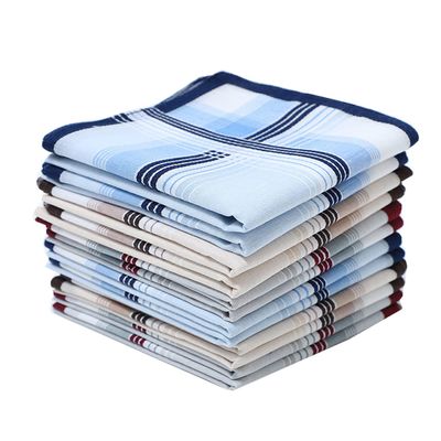 CoCoUSM Mens 100% Cotton Handkerchiefs Striped Hankies Assorted Color 3PCS