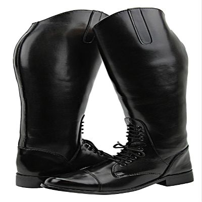 Hispar Mens Man GRANDUER Pull On Leather English Field Boots Horse Back Riding Equestrian - Black 9 Slim Calf