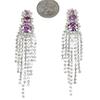 Glamour Seven Line Chandelier Dangle Duster Simulated Rhinestone-"CLIP ON" Earrings - Purple view 1