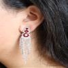 Glamour Seven Line Chandelier Dangle Duster Simulated Rhinestone-"CLIP ON" Earrings - Purple view 2