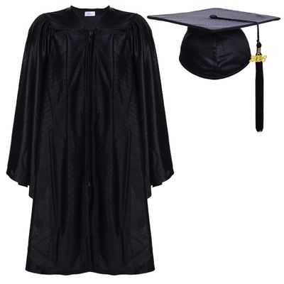 Newrara Unisex Shiny Kindergarten Gown Cap with Tassel (30, Black)