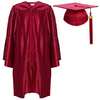 Newrara Unisex Shiny Kindergarten Graduation Gown Cap with Tassel (27, Maroon)